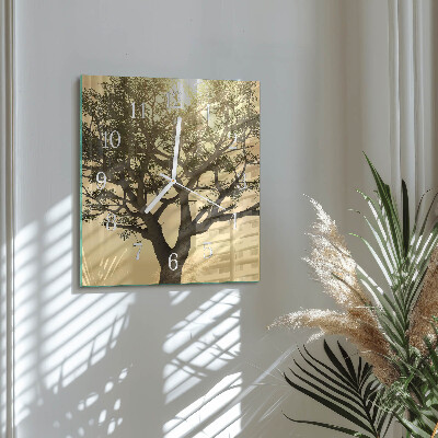 Horloge carrée en verre Arbre