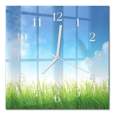 Horloge carrée en verre Herbe