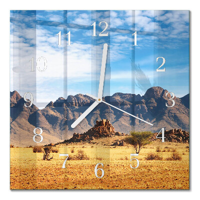 Horloge carrée en verre Montagnes