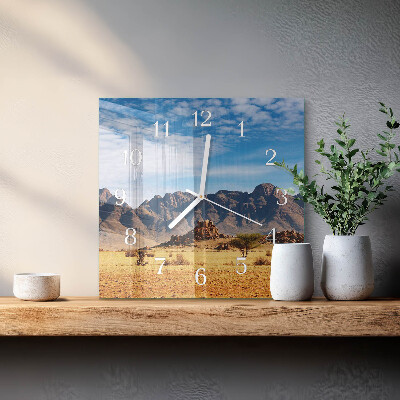 Horloge carrée en verre Montagnes