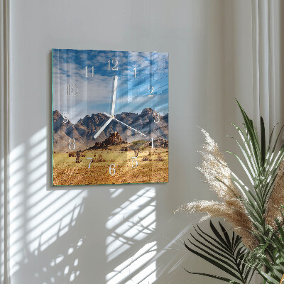 Horloge carrée en verre Montagnes