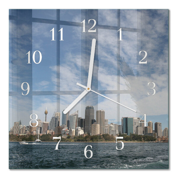 Horloge carrée en verre Ville