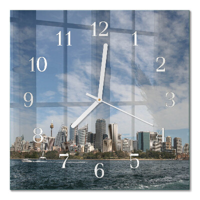 Horloge carrée en verre Ville