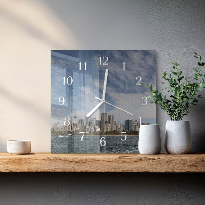 Horloge carrée en verre Ville