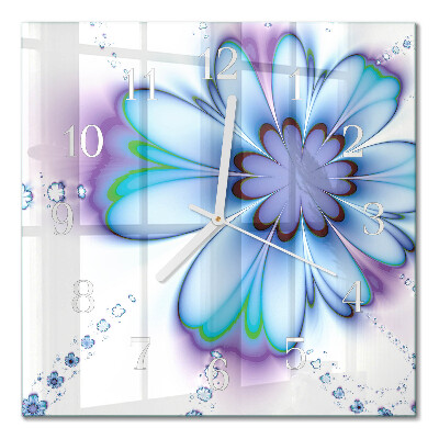 Horloge carrée en verre Fleur