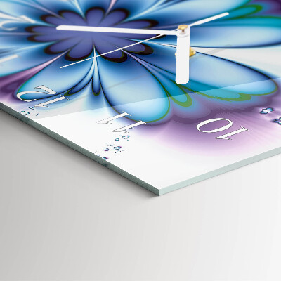 Horloge carrée en verre Fleur