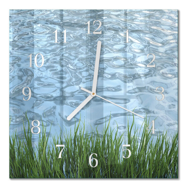 Horloge carrée en verre Eau d'herbe