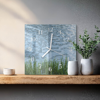 Horloge carrée en verre Eau d'herbe