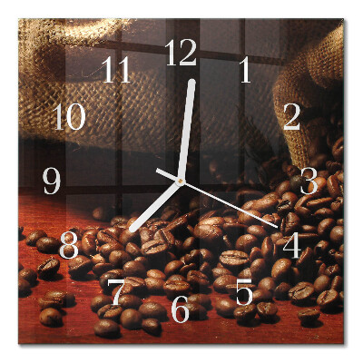 Horloge carrée en verre Café en grains