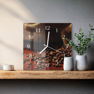 Horloge carrée en verre Café en grains