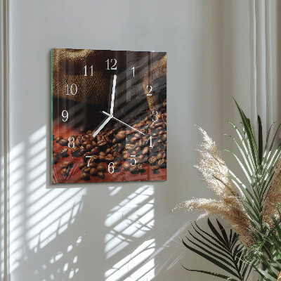 Horloge carrée en verre Café en grains
