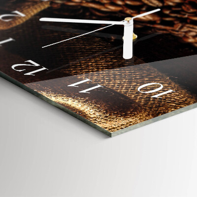 Horloge carrée en verre Café en grains