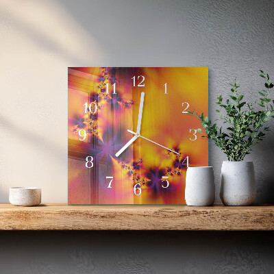 Horloge carrée en verre Fleurs