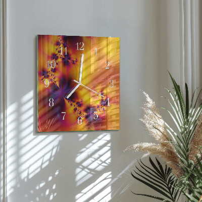 Horloge carrée en verre Fleurs