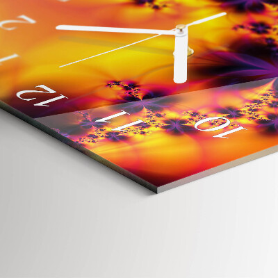 Horloge carrée en verre Fleurs