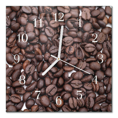 Horloge carrée en verre Café en grains