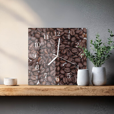 Horloge carrée en verre Café en grains
