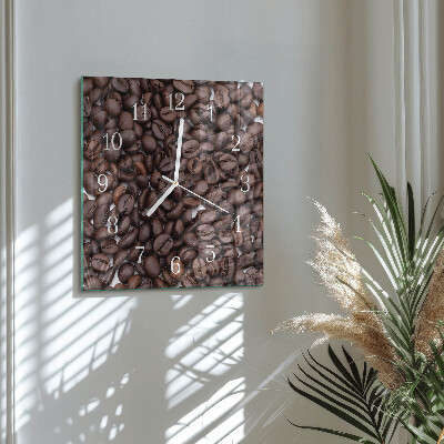 Horloge carrée en verre Café en grains