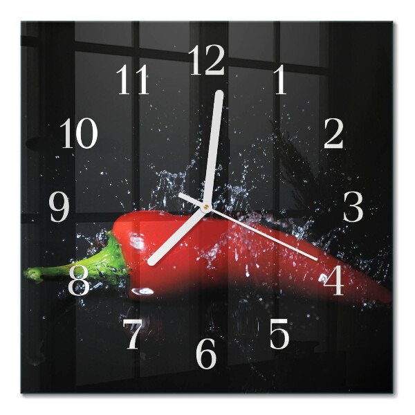 Horloge carrée en verre Piments