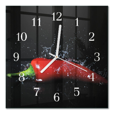 Horloge carrée en verre Piments