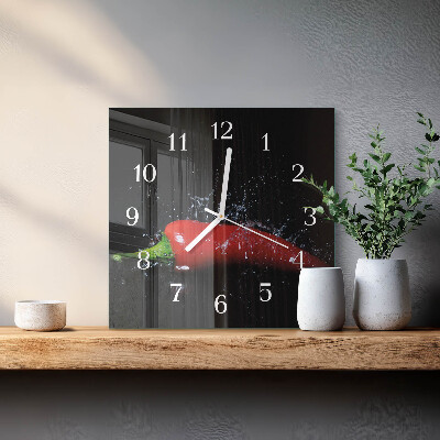 Horloge carrée en verre Piments