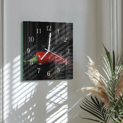 Horloge carrée en verre Piments
