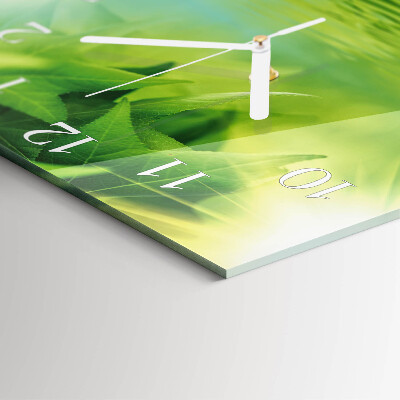 Horloge carrée en verre Feuilles