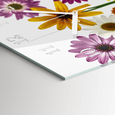 Horloge carrée en verre Fleurs