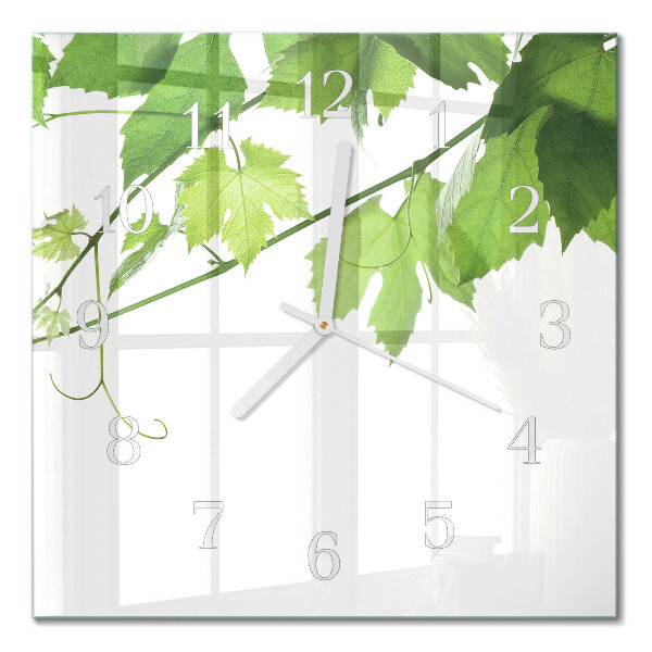 Horloge carrée en verre Feuilles