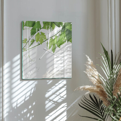 Horloge carrée en verre Feuilles