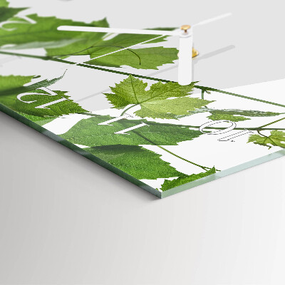 Horloge carrée en verre Feuilles