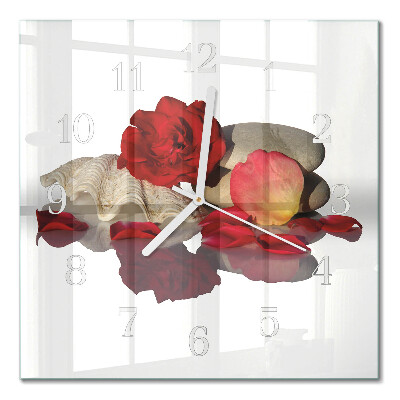 Horloge murale carrée Coupe de roses