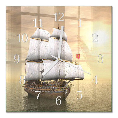 Horloge carrée en verre Bateau