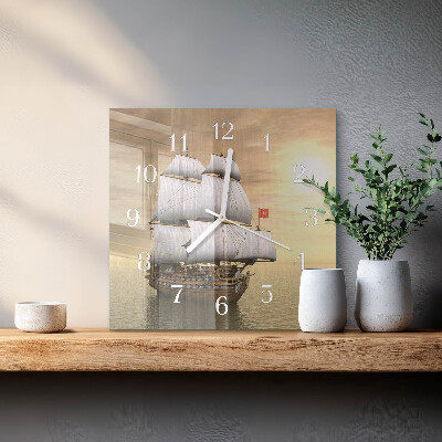 Horloge carrée en verre Bateau