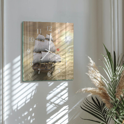 Horloge carrée en verre Bateau