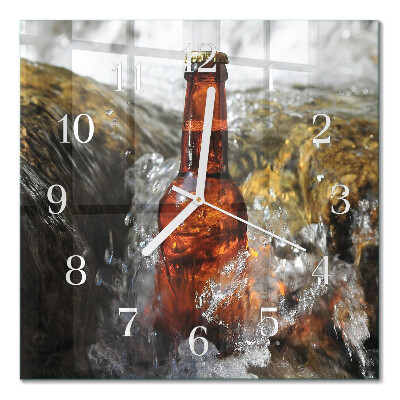 Horloge carrée en verre Bière