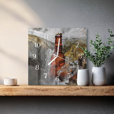 Horloge carrée en verre Bière