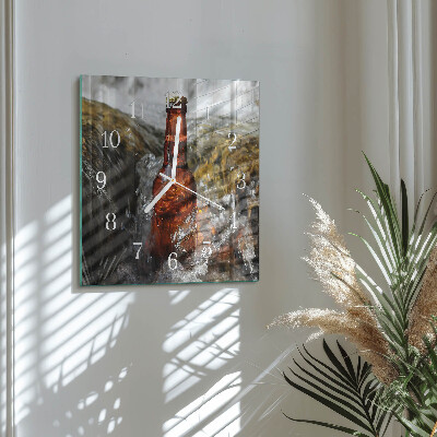 Horloge carrée en verre Bière