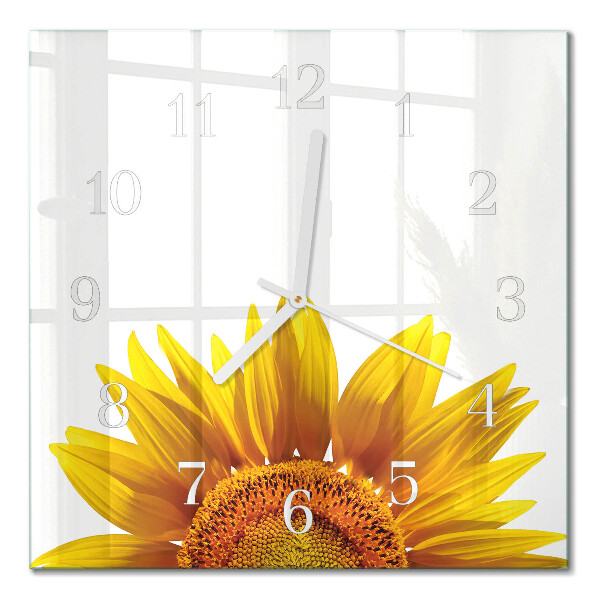 Horloge carrée en verre Fleur