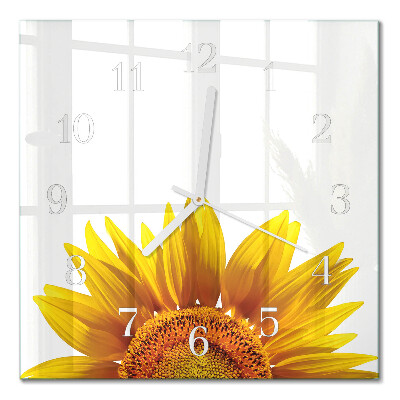 Horloge carrée en verre Fleur