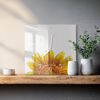 Horloge carrée en verre Fleur
