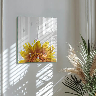 Horloge carrée en verre Fleur