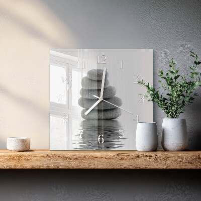 Horloge carrée en verre Pierres
