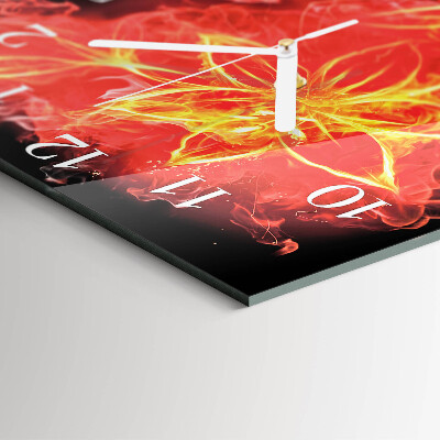 Horloge carrée en verre Fleur de feu
