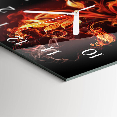 Horloge carrée en verre Fleur de feu