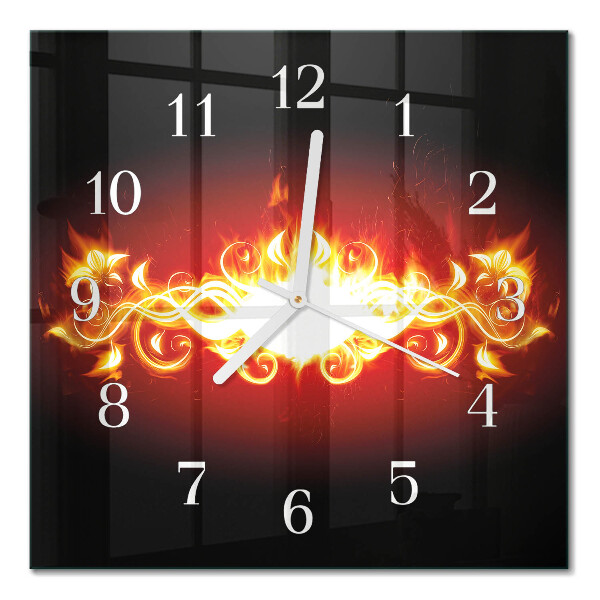 Horloge murale carrée Fleur de feu