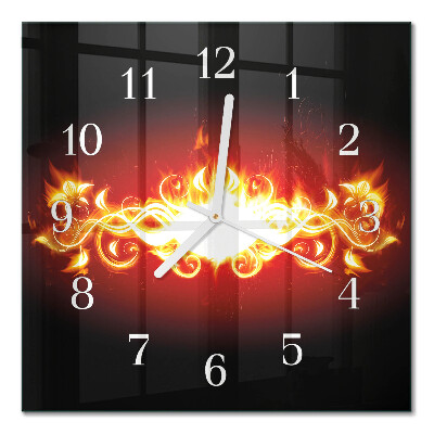 Horloge murale carrée Fleur de feu