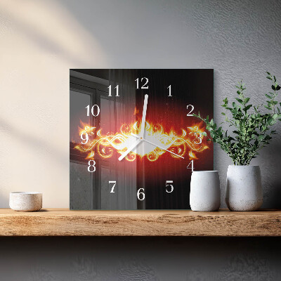 Horloge murale carrée Fleur de feu