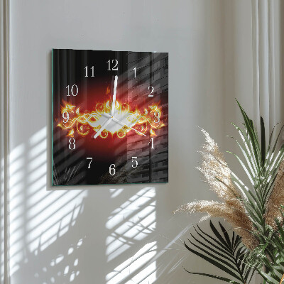 Horloge murale carrée Fleur de feu