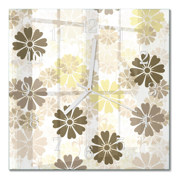 Horloge carrée en verre Art floral